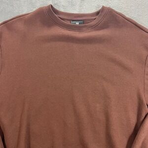 H&M Sweatshirt Mens Medium Brown Good Loose Fit Crewneck Casual Solid Clean Look